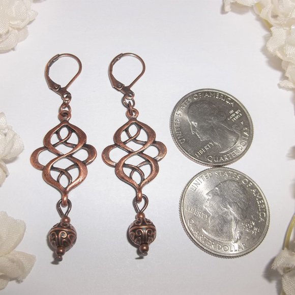 Earrings, Copper Earrings, Boho Earrings, Copper Dangle Earrings, Earring 7817 - Picture 3 of 10
